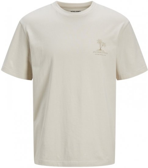  Jack & Jones Summer Vibes Crew Neck T-Shirt Moonbeam - Μακό μπλουζάκια - Aνδρικά μπλουζεσ μεγάλα μεγέθη