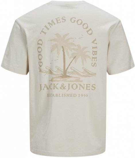  Jack & Jones Summer Vibes Crew Neck T-Shirt Moonbeam - Μακό μπλουζάκια - Aνδρικά μπλουζεσ μεγάλα μεγέθη