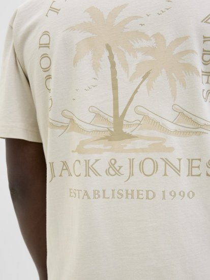  Jack & Jones Summer Vibes Crew Neck T-Shirt Moonbeam - Μακό μπλουζάκια - Aνδρικά μπλουζεσ μεγάλα μεγέθη