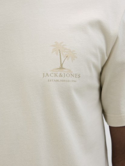  Jack & Jones Summer Vibes Crew Neck T-Shirt Moonbeam - Μακό μπλουζάκια - Aνδρικά μπλουζεσ μεγάλα μεγέθη