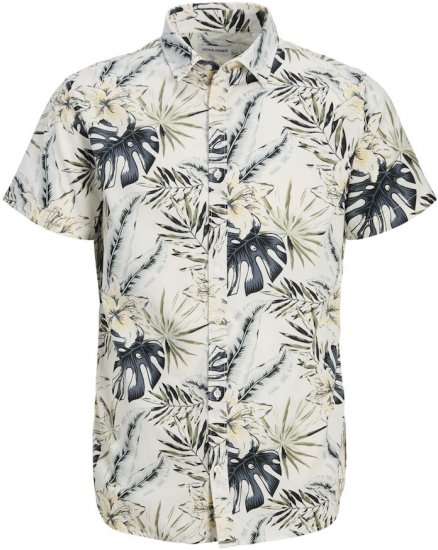 Jack & Jones Hawaii AOP Shirt White - Πουκάμισα - Aνδρικά πουκαμισα μεγαλα μεγάλα μεγέθη