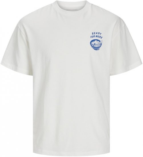 Jack & Jones Charge Crew Neck Printed T-Shirt White - Μακό μπλουζάκια - Aνδρικά μπλουζεσ μεγάλα μεγέθη