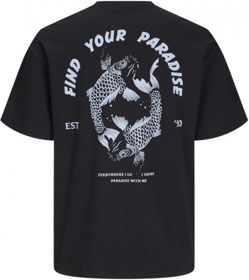 Jack & Jones Charge Crew Neck Printed T-Shirt Black - Μακό μπλουζάκια - Aνδρικά μπλουζεσ μεγάλα μεγέθη