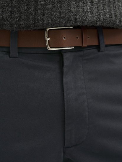 Jack & Jones Ollie Franco Chino Pants with Belt Dark Navy - Τζιν και παντελόνια - Aνδρικα τζιν παντελόνια μεγάλα μεγέθη