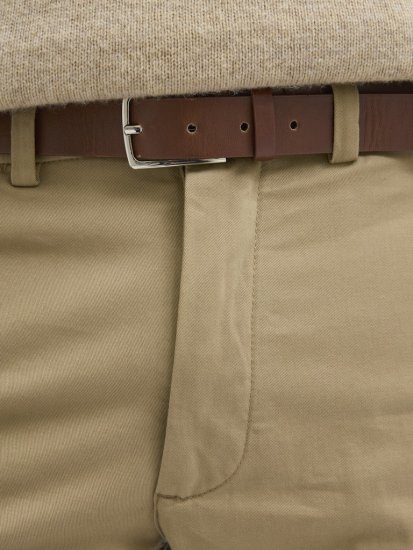 Jack & Jones Ollie Franco Chino Pants with Belt Brown - Τζιν και παντελόνια - Aνδρικα τζιν παντελόνια μεγάλα μεγέθη