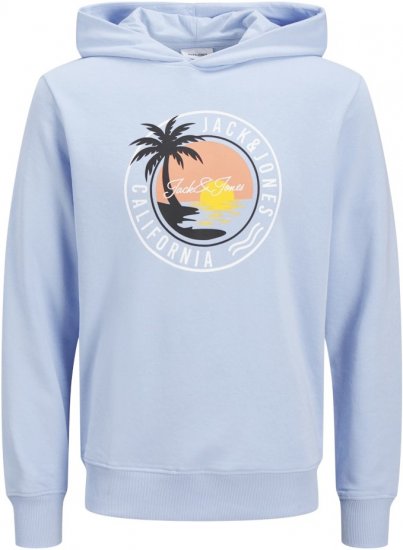 Jack & Jones Palm Hoodie Chambray Blue - φούτερ/Φούτερ με κουκούλα - φούτερ/Φούτερ με κουκούλα ανδρικά μεγάλα μεγέθη 