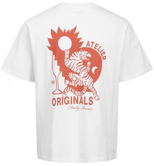  Jack & Jones Bellagio Collage Crew Neck T-Shirt Bright White - Μακό μπλουζάκια - Aνδρικά μπλουζεσ μεγάλα μεγέθη