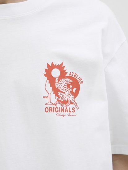  Jack & Jones Bellagio Collage Crew Neck T-Shirt Bright White - Μακό μπλουζάκια - Aνδρικά μπλουζεσ μεγάλα μεγέθη