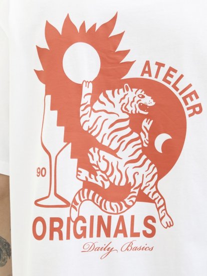  Jack & Jones Bellagio Collage Crew Neck T-Shirt Bright White - Μακό μπλουζάκια - Aνδρικά μπλουζεσ μεγάλα μεγέθη