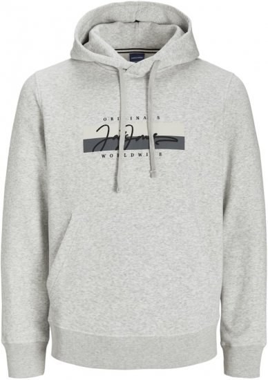 Jack & Jones Frederiksberg Box Script Hoodie White Melange - φούτερ/Φούτερ με κουκούλα - φούτερ/Φούτερ με κουκούλα ανδρικά μεγάλα μεγέθη 