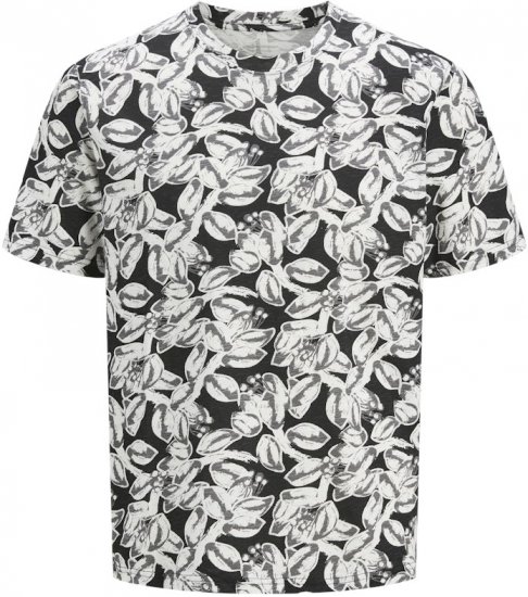 Jack & Jones Split AOP Crew Neck T-Shirt Black - Μακό μπλουζάκια - Aνδρικά μπλουζεσ μεγάλα μεγέθη