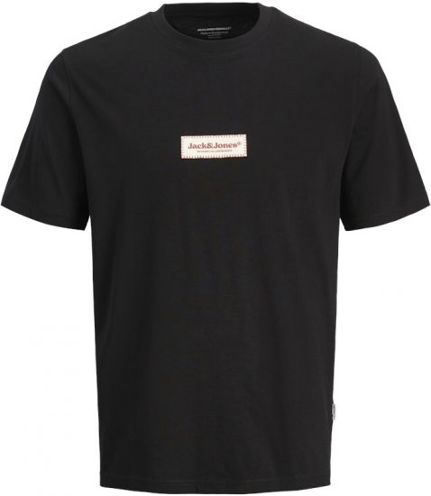 Jack & Jones Split Fakestitch Branding T-Shirt Black - Μακό μπλουζάκια - Aνδρικά μπλουζεσ μεγάλα μεγέθη