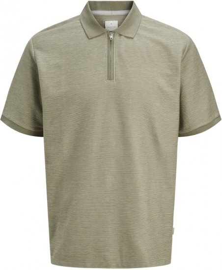 Jack & Jones Ronnie Polo with Zipper Grey - Πόλο μπλουζάκια - Aνδρικά μπλουζακια πολο μεγάλα μεγέθη