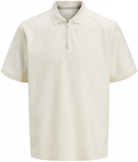 Jack & Jones Ronnie Polo with Zipper Bright White - Πόλο μπλουζάκια - Aνδρικά μπλουζακια πολο μεγάλα μεγέθη