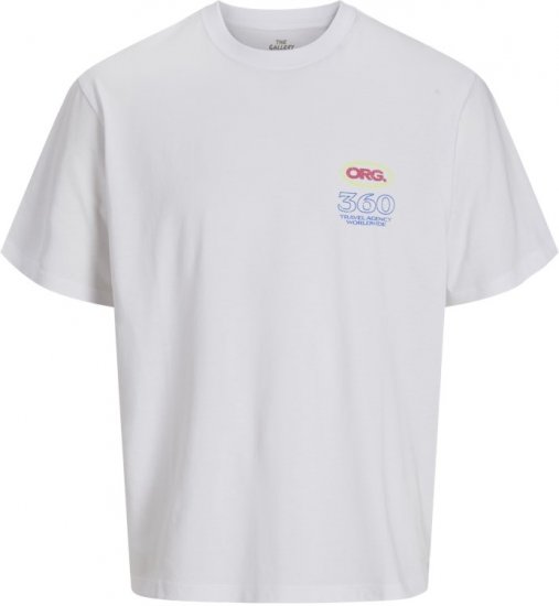 Jack & Jones Compact Crew Neck T-Shirt White - Μακό μπλουζάκια - Aνδρικά μπλουζεσ μεγάλα μεγέθη