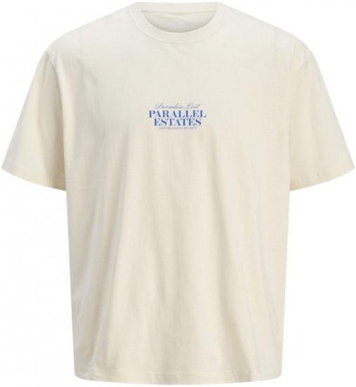 Jack & Jones Parallel Crew Neck T-Shirt Antique White - Μακό μπλουζάκια - Aνδρικά μπλουζεσ μεγάλα μεγέθη