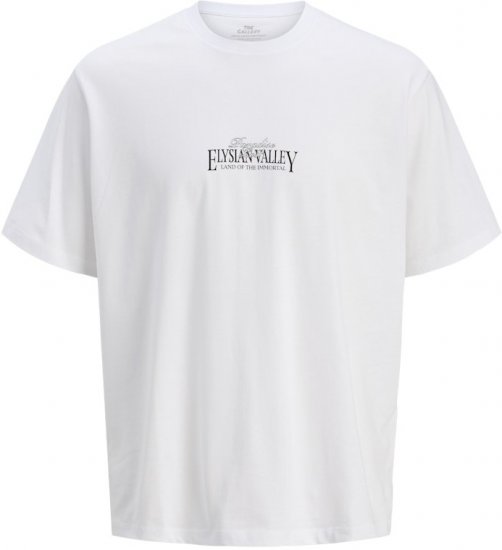 Jack & Jones Parallel Crew Neck T-Shirt Bright White - Μακό μπλουζάκια - Aνδρικά μπλουζεσ μεγάλα μεγέθη