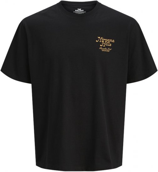 Jack & Jones Parallel Crew Neck T-Shirt Black - Μακό μπλουζάκια - Aνδρικά μπλουζεσ μεγάλα μεγέθη