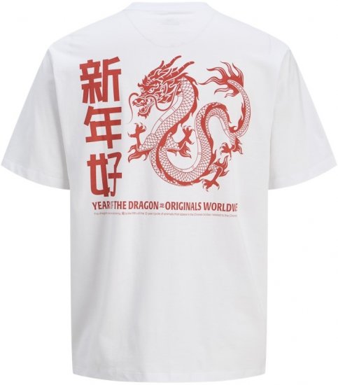 Jack & Jones Snake Dragon Crew Neck T-Shirt Bright White - Μακό μπλουζάκια - Aνδρικά μπλουζεσ μεγάλα μεγέθη
