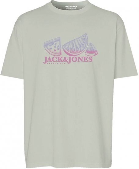 Jack & Jones Split Gradient Crew Neck T-Shirt Green - Μακό μπλουζάκια - Aνδρικά μπλουζεσ μεγάλα μεγέθη