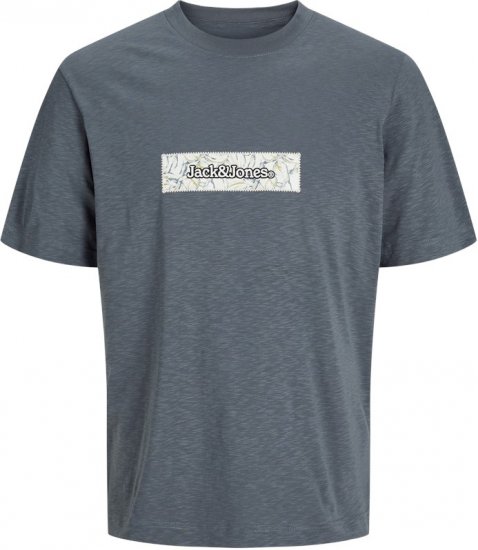 Jack & Jones Split Branding AOP Crew Neck T-Shirt Grey - Μακό μπλουζάκια - Aνδρικά μπλουζεσ μεγάλα μεγέθη