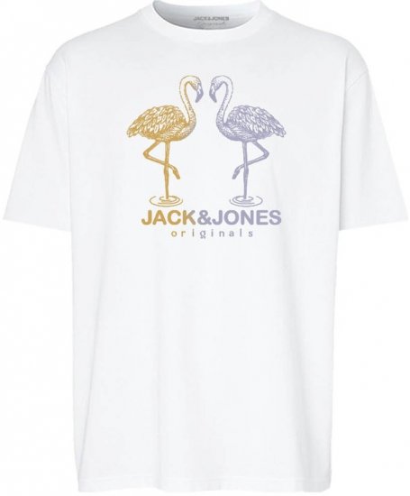 Jack & Jones Split Gradient Crew Neck T-Shirt Bright White - Μακό μπλουζάκια - Aνδρικά μπλουζεσ μεγάλα μεγέθη