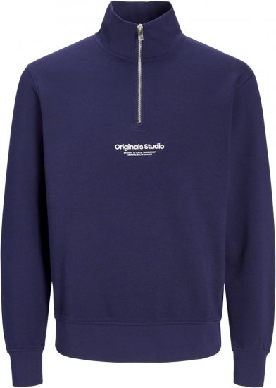 Jack & Jones Esterbro High Neck Quarter Zip Sweatshirt Ocean Cavern - φούτερ/Φούτερ με κουκούλα - φούτερ/Φούτερ με κουκούλα ανδρικά μεγάλα μεγέθη 