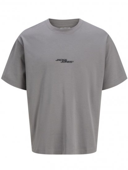 Jack & Jones Summer Sago Print Crew Neck T-Shirt Gray Flannel - Μακό μπλουζάκια - Aνδρικά μπλουζεσ μεγάλα μεγέθη