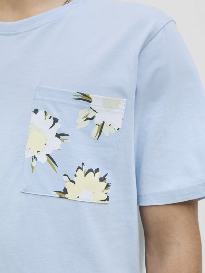 Jack & Jones Tavira Aop Pocket Crew Neck T-Shirt Skyway - Μακό μπλουζάκια - Aνδρικά μπλουζεσ μεγάλα μεγέθη