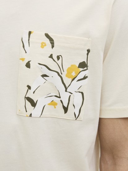  Jack & Jones Tavira Aop Pocket Crew Neck T-Shirt Antique White - Μακό μπλουζάκια - Aνδρικά μπλουζεσ μεγάλα μεγέθη