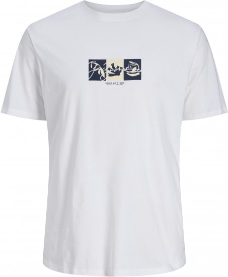 Jack & Jones Canggu Crew Neck T-Shirt Bright White - Μακό μπλουζάκια - Aνδρικά μπλουζεσ μεγάλα μεγέθη