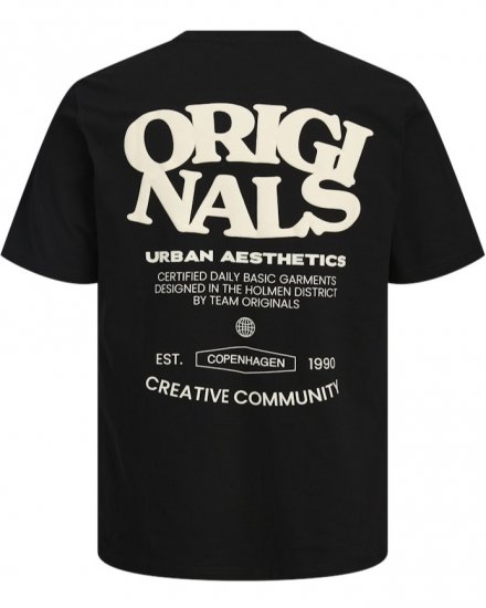  Jack & Jones Tavira Type Crew Neck T-Shirt Black - Μακό μπλουζάκια - Aνδρικά μπλουζεσ μεγάλα μεγέθη