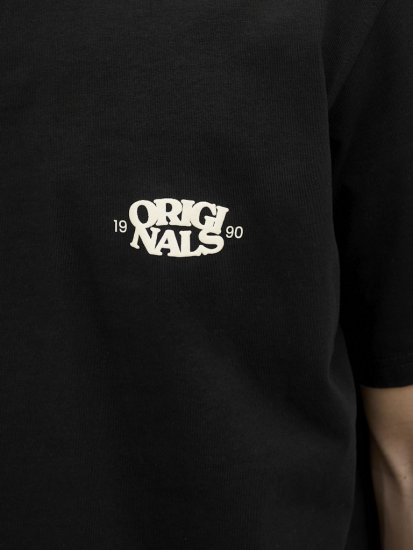  Jack & Jones Tavira Type Crew Neck T-Shirt Black - Μακό μπλουζάκια - Aνδρικά μπλουζεσ μεγάλα μεγέθη