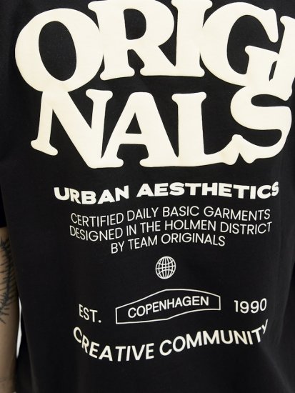  Jack & Jones Tavira Type Crew Neck T-Shirt Black - Μακό μπλουζάκια - Aνδρικά μπλουζεσ μεγάλα μεγέθη