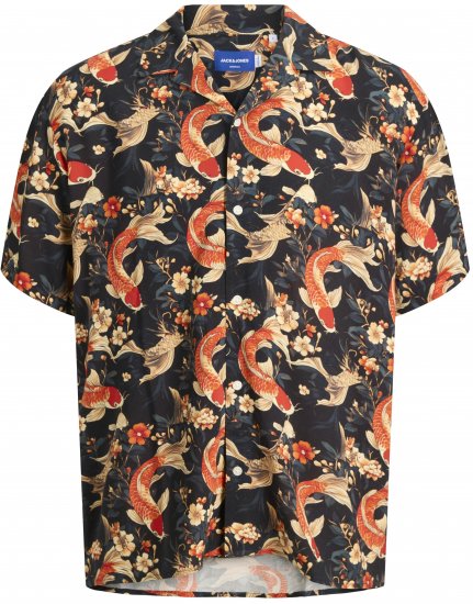 Jack & Jones Tokyo χαβανέζικο πουκάμισο με σχέδιο σκούρο καφέ - Πουκάμισα - Aνδρικά πουκαμισα μεγαλα μεγάλα μεγέθη