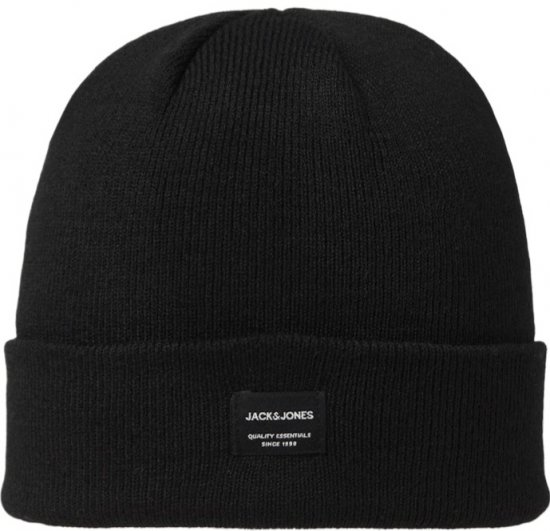 Κομψός μαύρος πλεκτός σκούφος Jack & Jones διαθέσιμος στο Motley Denim. Από μαλακό, ανθεκτικό υλικό, προσφέρει άνεση, ζεστασιά κ