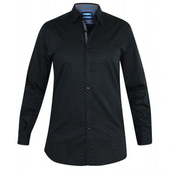 D555 Jahine Long Sleeve Printed Shirt Black - Πουκάμισα - Aνδρικά πουκαμισα μεγαλα μεγάλα μεγέθη