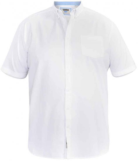D555 James Short Sleeve Oxford Shirt White - Πουκάμισα - Aνδρικά πουκαμισα μεγαλα μεγάλα μεγέθη