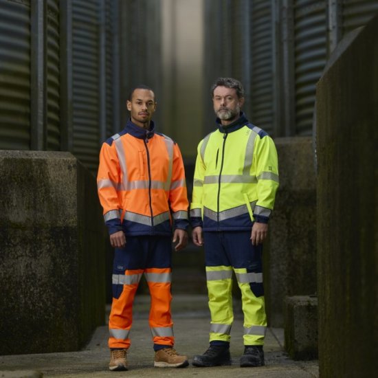 Leo Hawkridge Ecoviz High Performance 4X Stretch Trouser Hi-Vis Orange/Navy Print - Ρούχα εργασίας - Aνδρικά ρούχα εργασίας μεγάλα μεγέθη