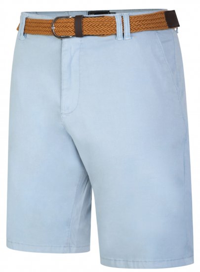 Kam Jeans 3401 Belted Oxford Stretch Chino Shorts Blue - Σορτς - Aνδρικεσ βερμουδεσ μεγαλα μεγάλα μεγέθη