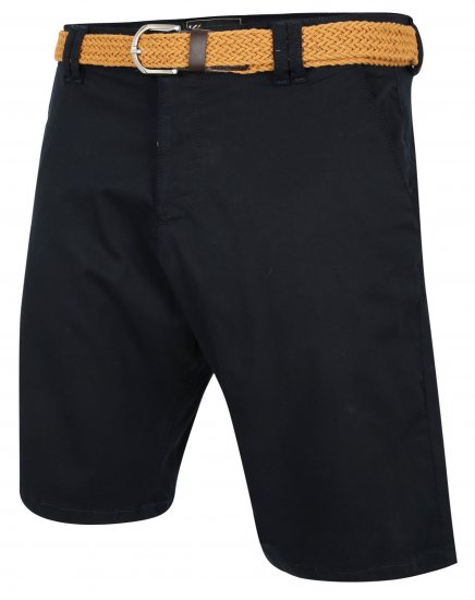 Kam Jeans 3401 Belted Oxford Stretch Chino Shorts Navy - Σορτς - Aνδρικεσ βερμουδεσ μεγαλα μεγάλα μεγέθη