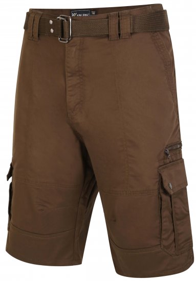Kam Jeans 343 Cargo Stretch Shorts with Belt Khaki - Σορτς - Aνδρικεσ βερμουδεσ μεγαλα μεγάλα μεγέθη