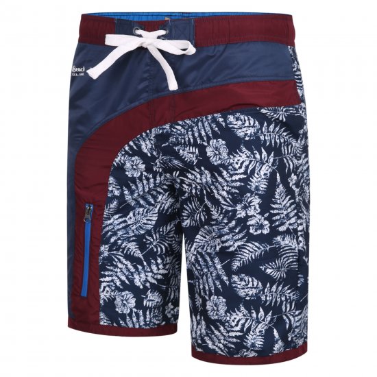 Kam Jeans 349 Leaf Print Swimmers Navy - Εσώρουχα/Μαγιό - Aνδρικά Εσώρουχα μεγάλα μεγέθη