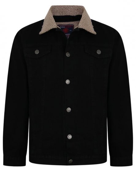 Kam Jeans 406 Sherpa Lined Denim Jacket Black - Μπουφάν - Aνδρικά μπουφαν μεγάλα μεγέθη