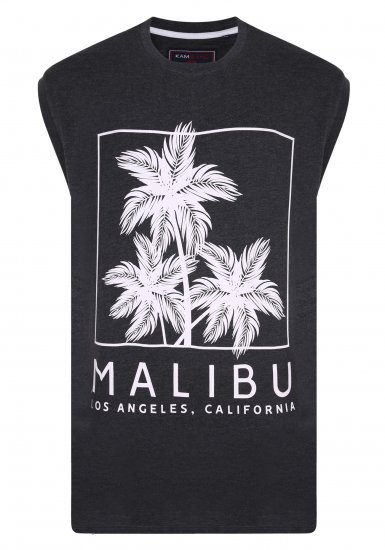 Kam Jeans Malibu Sleeveless Charcoal - Μακό μπλουζάκια - Aνδρικά μπλουζεσ μεγάλα μεγέθη