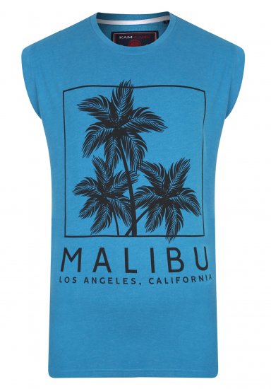 Kam Jeans Malibu Sleeveless Turk Blue - Μακό μπλουζάκια - Aνδρικά μπλουζεσ μεγάλα μεγέθη