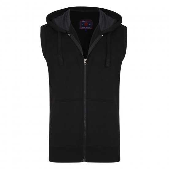 Kam Jeans Sleeveless Zip Thru Hoody Black - φούτερ/Φούτερ με κουκούλα - φούτερ/Φούτερ με κουκούλα ανδρικά μεγάλα μεγέθη 