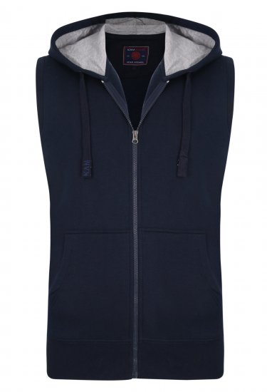 Kam Jeans Sleeveless Zip Thru Hoody Navy - φούτερ/Φούτερ με κουκούλα - φούτερ/Φούτερ με κουκούλα ανδρικά μεγάλα μεγέθη 