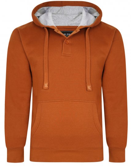 Kam jeans 508B 1/4 Button Thru Over The Head Hoody Mustard - φούτερ/Φούτερ με κουκούλα - φούτερ/Φούτερ με κουκούλα ανδρικά μεγάλα μεγέθη 