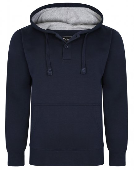 Kam Jeans 508B 1/4 Button Hoodie Navy - φούτερ/Φούτερ με κουκούλα - φούτερ/Φούτερ με κουκούλα ανδρικά μεγάλα μεγέθη 